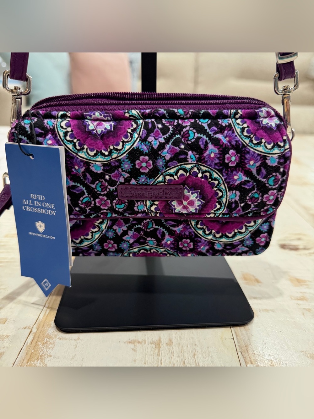 Vera Bradley Purse RFID All in One Crossbody Lilac Medallion Bag Purple Lavender